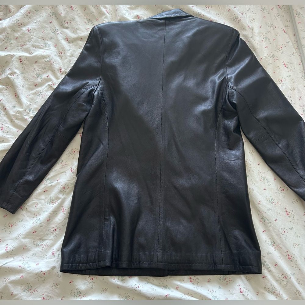 Remy Leather USA Made Fitted Blazer Cut Genuine Leather Jacket Black XS - Picture 6 of 9